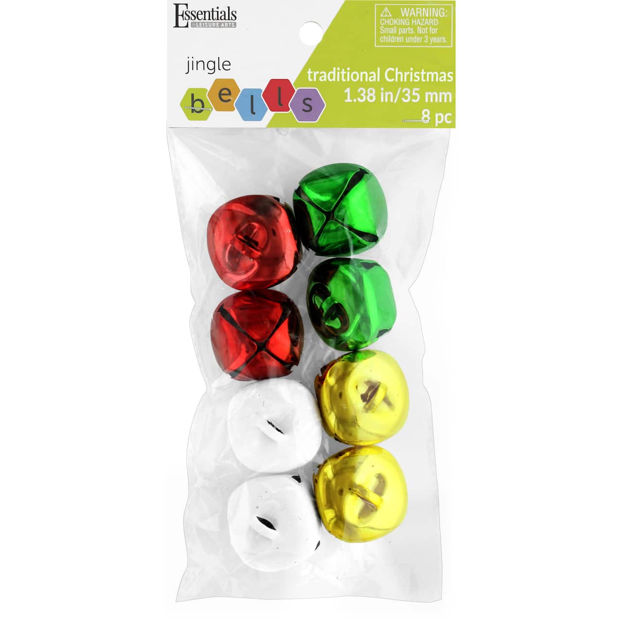 Essentials by Leisure Arts 1.38&#x22; Traditional Christmas Jingle Bells, 8ct.